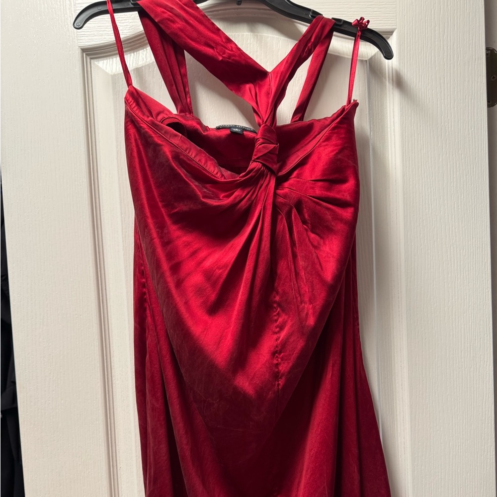 Banana Republic Red Silk Asymmetrical Dress